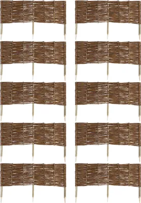 Produktbild von 10 x Beeteinfassung aus Weide 16 Größen ( Länge: 100 cm Höhe: 30 cm ) Weidenzaun Rasenkante Beetbegrenzung Steckzaun imprägniert mit Buchepflöcken für leichtes Einsetzen Palisade