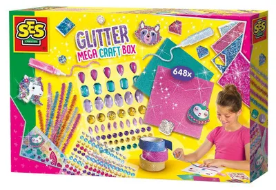Produktbild von SES Creative Mega Glitzer-Bastelbox, Bastelset für Kinder, 5 Jahr(e), Mehrfarbig