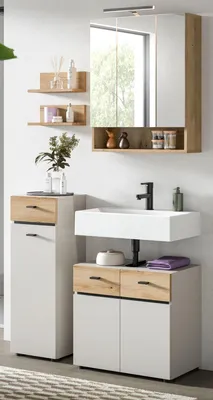 Produktbild von Badmöbel Set "Matteo" in Kaschmir und Evoke Eiche Badkombination 107 x 191 cm