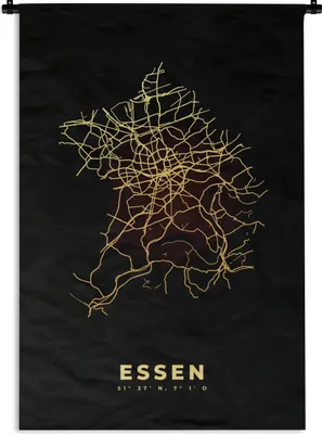 Produktbild von MuchoWow® Wandteppich Wandbehang Karte - Gold - Essen - Stadtplan - Karte 120x180 cm Tapisserie Dekoration Wandtuch - Schlafzimmer - Dekorationen für das Haus