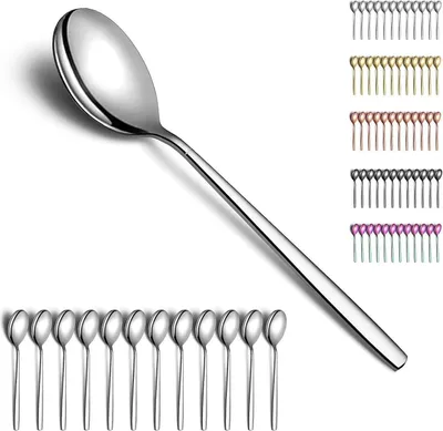 Produktbild von Edelstahl Suppenlöffel Set 12 Stück für Zuhause, Hotel, Hochzeit | Spülmaschinenfest