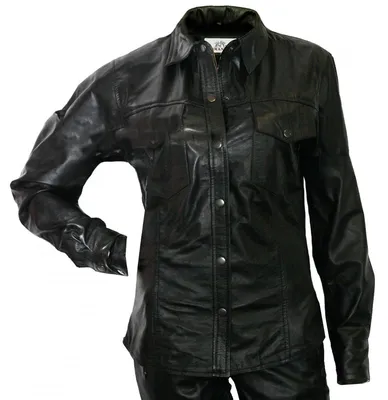 Produktbild von Damen Lederhemd Motorradhemd Lederjacke, Größe:44/2XL