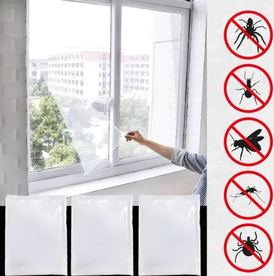 Produktbild von 3 Stück Fliegengitter, 150 x 200cm Moskitonetz mit Aufkleberband, für Fenster (Weiß)