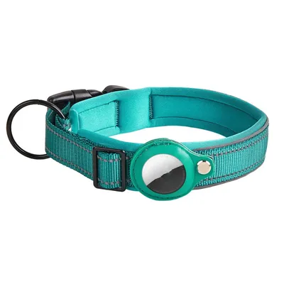 Produktbild von Pro Apple AirTag Nylonový reflexní neoprenový obojek pro psy velikost S Blue