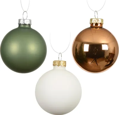 Produktbild von Weihnachtskugeln Glas 8cm 16 Stück - Grün / Brandy Mix