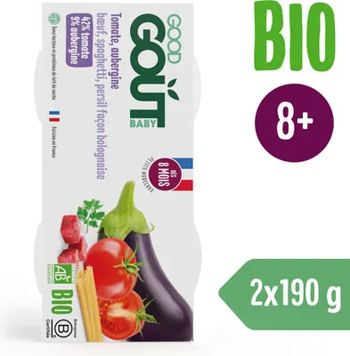 Imagen del producto de Good Gout, espaguetis biológicos con puerro y carne de res (2 x 190 g)