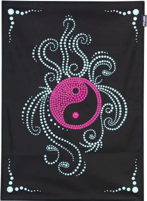 Produktbild von PSYWORK Schwarzlicht Stoffposter Neon "Crystal Ying Yang", 0,5x0,7m