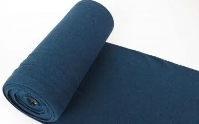 Produktbild von Bündchenstoff LUC Melange Black Dunkelpetrol, Uni 270 g/m², Strickschlauch glatt/fein, 35 cm breit,    25 cm lang, Schlauch, Meterware
