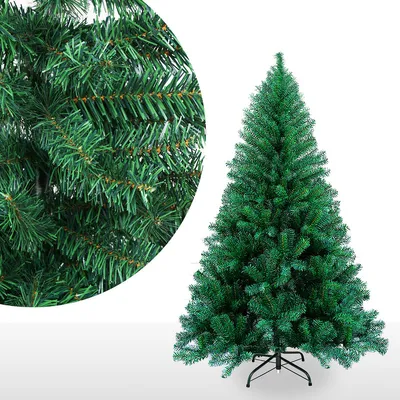Productafbeelding van Kunstkerstboom van het merk Jiubiaz, een dennenboom van sparrenhout, inclusief metalen kerstboomstandaard. Snel op te zetten, inklapbaar, groen, 210 cm