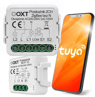 Immagine prodotto di Modulo mini relè OXT 2 circuiti senza N ZigBee TUYA