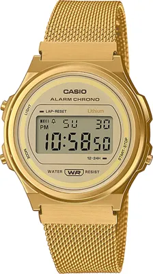Produktbild von Casio A171WEMG-9AEF Uni-Armbanduhr, Kunststoff-Gehäuse, Metall-Armband