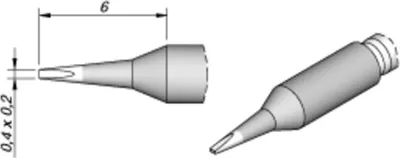 Produktbild von JBC Lötspitze Serie C210, Meißelform, C210023/0,4 x 0,2 mm, gerade, C210023