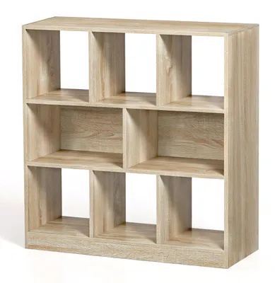 Image de Étagère cubique avec 8 compartiments ouverts | Finition chêne | 97,5 x 30 x 100 cm