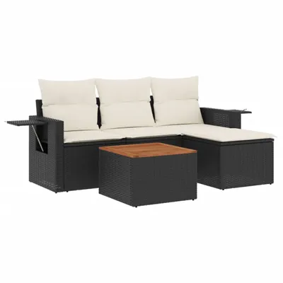 Produktbild von "WINTER SALE" 5-tlg. Garten-Sofagarnitur - Balkonmöbel/Loungeset - elegantes Design - mit Kissen Schwarz Poly Rattan - Gartensofas NeuMöbel948773