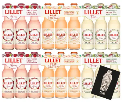 Produktbild von Lillet ready to drink Mischgetränk 18er Set mit Rose White Peach,Berry,Tonic - 18x 200ml (je 10,3% vol) - [Enthält Sulfite]