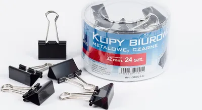 Zdjęcie produktu dla Tetis Klipy 32 mm 24 sztuki czarne stal nierdzewna