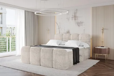 Produktbild von ALTDECOR Boxspringbett mit Fußteil - NINA-Z - 180x200  Creme- Komplett-Set mit Taschenfederkern Matratze und Topper, Polsterbett mit H4-Matratze Bettkästen, Lattenrost, Bett mit Stauraum, Doppelbett, Boxbett