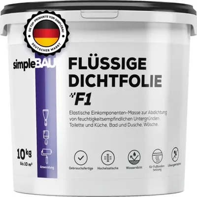 Produktbild von SimpleBau Dichtmasse Wasserdicht F1 , Abdichtmasse für Dusche & Bad , Flüssigfolie für Fliesen & Fußbodenheizung , Flüssige Dichtfolie  10 kg