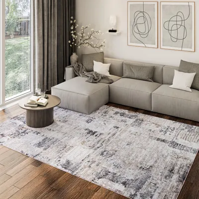 Image de Tapis COMO Moderne Abstrait Marron Crème Noir 140 x 200 cm