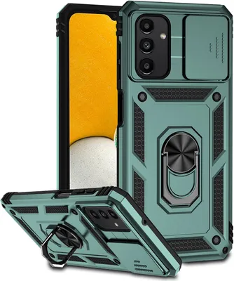 Produktbild von Galaxy A13 5G Hülle mit Schiebe Kamera Schutz und Ringhalter Ständer Robust Rüstung Schutzhülle für Samsung Galaxy A13 5G Grün