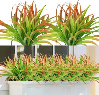 Immagine prodotto di Piante di erba artificiale - Resistente ai raggi UV - 6 pezzi - Verde - Plastica - 16 pollici