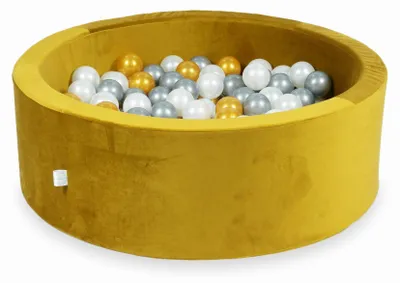 Immagine prodotto di Piscina di palline 200 pezzi 90x30 Velluto Oro: oro, argento, perla