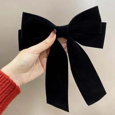 Produktbild von 1 Stück Samt-Haarspange mit Schleife, Retro-Haaraccessoire für Damen, elegante Schleifen-Haarspange als Bekleidungsaccessoire