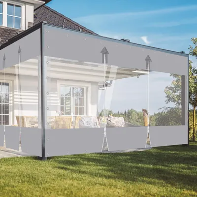Outdoorgordijn mit Reißverschluss, 650 g/m², transparent, wasserdicht, 3x3 m