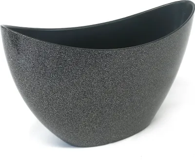 Produktbild von Kunststoff Blumentopf Schiff schwarz-glitter 24,5 x 15cm Pflanz-Schale Blumen-Töpfe Übertopf