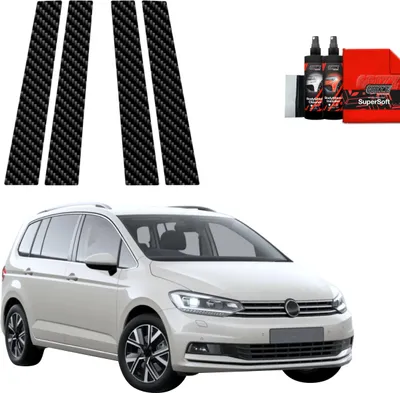 Obrázok produktu pre 4v1 ochranná fólia z uhlíka Grizz Protector pre stĺpik B – Volkswagen VW Touran (2024–2025)