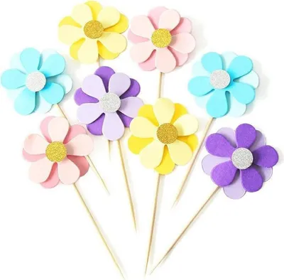 Produktbild von 100 STÜCKE Multicolor Blumen Cupcake Topper Mini Kuchen Topper Lebensmittel Dekoration Topper Party Dekoratives Zubehör für Geburtstag Hochzeit Baby ShowerMarke: CANDeal