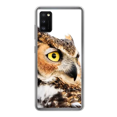 Produktbild von MuchoWow® Handyhülle Schutzhülle Hülle für Samsung Galaxy A41 Braune Eule mit weißem Hintergrund Silikon Softcase Handy Hülle - Mobiltelefon