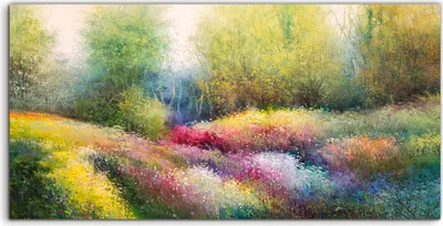 Produktbild von Coloray Acrylbild 140x70 Wandbild Acrylbilder Gemälde Frühlingswiese bunte Blumen