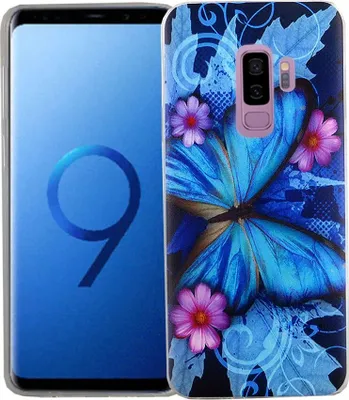 Produktbild von Handy Hülle für Samsung Galaxy S9+ Blauer Schmetterling Smartphone Cover Bumper Schale Etuis