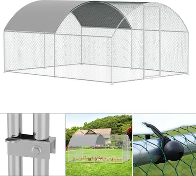 Produktbild von TolleTour Freilaufgehege Hühnerhaus Kuppeldach 3 x 4 x 2 m Outdoor Hühnerstall Dach Geflügelstall, Verzinkter Stahl Kleintierstall Freigehege mit Sonnenschutz Hühnerkäfig Voliere,PE
