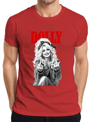 Obrázek produktu pro Tričko s potiskem "Dolly Parton, country, rockabilly, retro", červené, velikost L