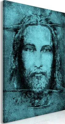 Produktbild von Vliesstoff Leinwandbild - Shroud of Turin in Turqoise (1 Part) Vertical 60x90 cm Menschen h-C-0192-b-a
