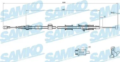 Produktbild von SAMKO C0916B Handbremsseil hinten links