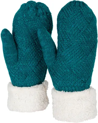 Produktbild von styleBREAKER Damen warme Winter Strick Fäustlinge, Handschuhe mit Rauten Muster, Thermo Fleece, Strickhandschuhe 09010031