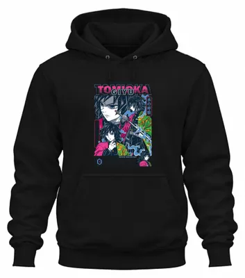 Productafbeelding van Giyu Tomioka Kimetsu no Yaiba, Waterademhaling, zwaard, pilaren, uni hoodie, zwart, maat M