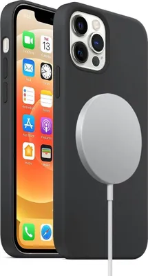 Produktbild von Mobigear Rubber Touch iPhone 12 Silikon MagSafe Hülle Backcover - Schwarz