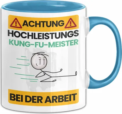 Produktbild von Kung-Fu-Meister Tasse Geschenk Lustiger Spruch Geschenkidee für Kung-Fu-Meister Achtung Hochleistungs Kung-Fu-Meister Bei Der Arbeit (Blau)