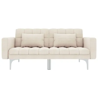 Image de vidaXL Canapé-lit Tissu Crème