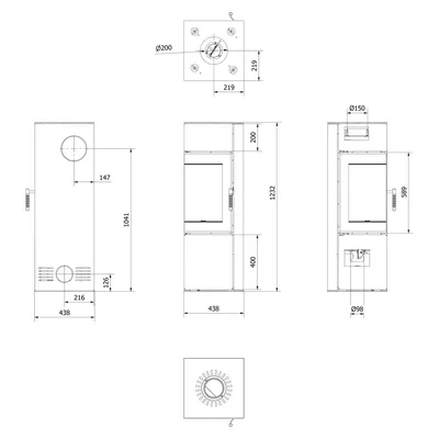 Immagine prodotto di Stufa a legna a libera installazione ILDNORD ODYN 8kW fi 150 Ecodesign per la legna