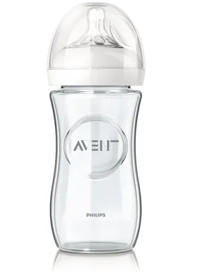 Produktbild von Philips AVENT SCF673/17 Nat., (240 ml) m. Sauger f. langs. Nahrungsfl. Flasche aus Glas, Transparent, 22.10 g