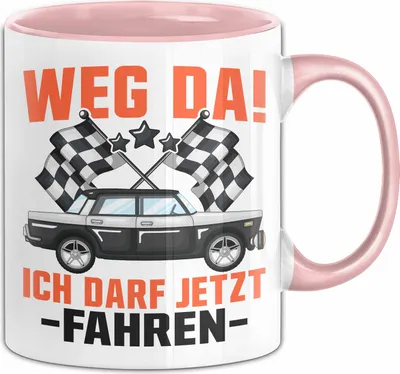 Produktbild von Führerschein Bestanden Geschenk Tasse Bestandener Führerschein Weg Da Ich Darf Jetzt Fahren Fahrschule Kaffee-Becher (Rosa)