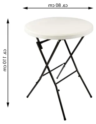 Produktbild von Klappbarer Stehtisch aus Rinderholz mit Husse, Höhe 110 cm, Durchmesser 80 cm, weiß