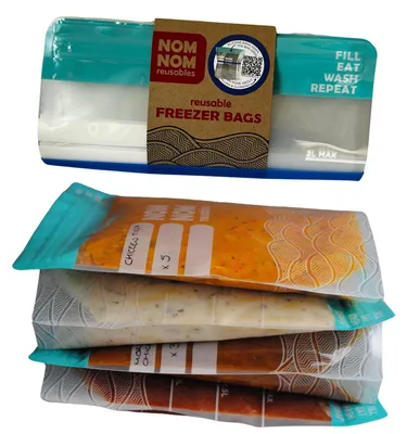 Wiederverwendbare Gefrierbeutel 4er-Pack, 2L, mit Silikonband