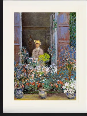 Produktbild von Claude Monet Gerahmtes Bild Mit Edlem Passepartout | Wand-Bilder | Im Bilderrahmen - Camille Monet Am Fenster, Argenteuil, 1873 (80 x 60 cm)