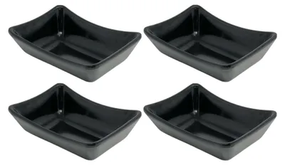 Productafbeelding van 4x Combi-kommen, melamine, zwart, 757. Snackkommen, serveerschalen, kleine, mini, sauskommen, geschikt voor sojasaus